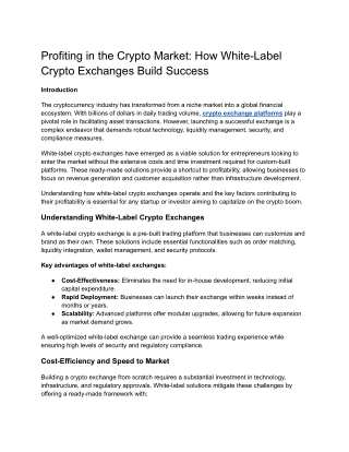 How White-Label Crypto Exchanges Build Success