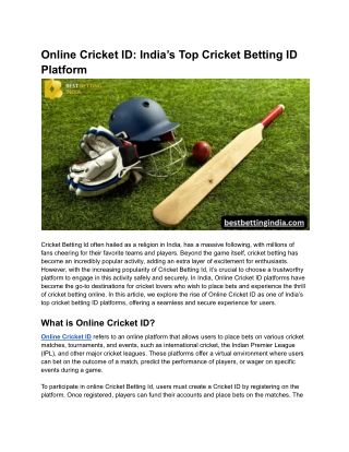 Online Cricket ID_ India’s Top Cricket Betting ID Platform