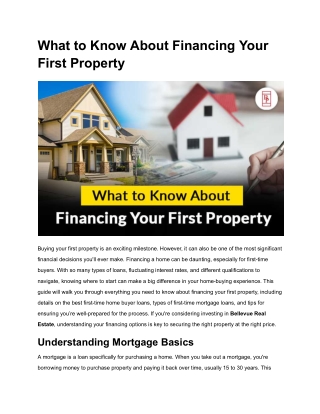 Understanding Financing Options for Your First Property