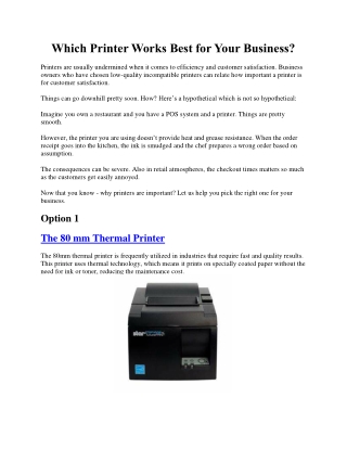 Which Printer Works Best for Your Business?