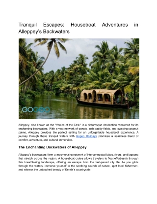Tranquil Escapes_ Houseboat Adventures in Alleppey’s Backwaters