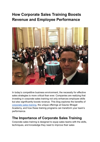 How Corporate Sales Training Boosts Revenue and Employee Performance