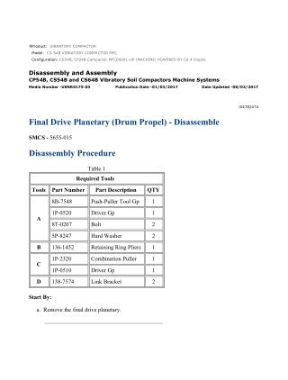 Caterpillar Cat CS54B, CP54B Compactor (Prefix MFC) Service Repair Manual Instant Download (MFC00001 and up)