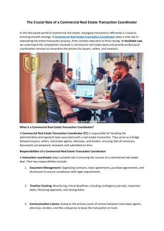 The Crucial Role of a Commercial Real Estate Transaction Coordinator