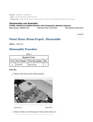 Caterpillar Cat CS54B, CP54B Vibratory Soil Compactor (Prefix 505) Service Repair Manual Instant Download (50500001 and