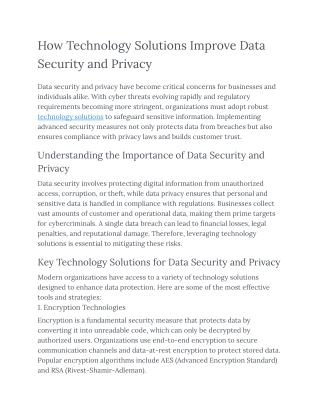 How Technology Solutions Improve Data Security and Privacy