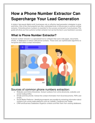 How a Phone Number Extractor Can Supercharge Your Lead Generation