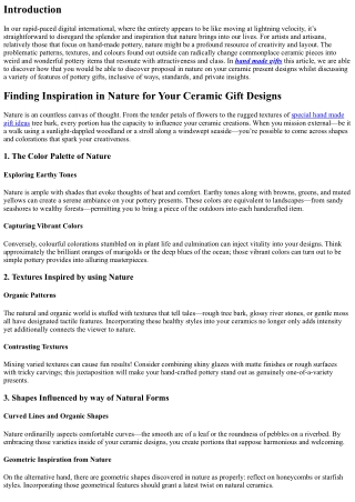 “Finding Inspiration in Nature for Your Ceramic Gift Designs”