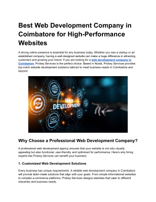 Best Web Development Company in Coimbatore for High-Performance Websites