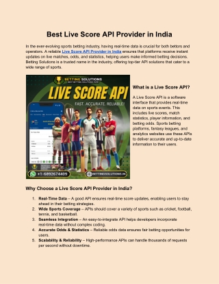 Live Score API Provider in India