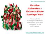Christian Icebreakers - Christmas Photo Scavenger Hunt