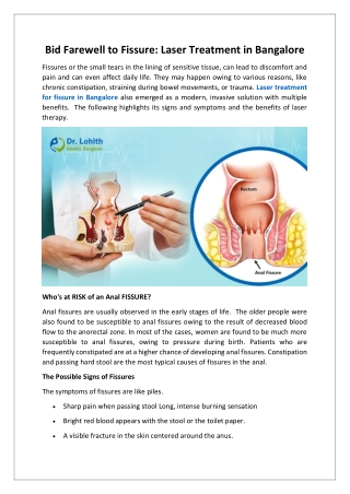 Bid Farewell to Fissure Laser Treatment in Bangalore