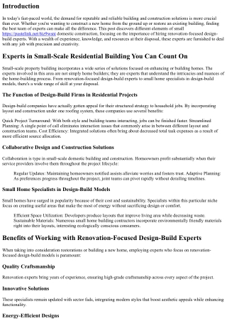 Specialists in Small-Scale Residential Building You Can Depend On