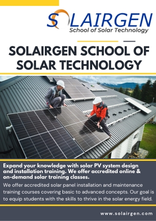 Solar Training Courses with Accredited PV Certification in High Demand as Assu..