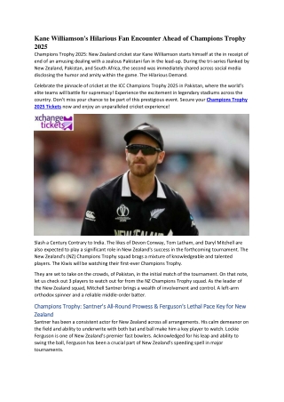 Kane Williamson's Hilarious Fan Encounter Ahead of Champions Trophy 2025