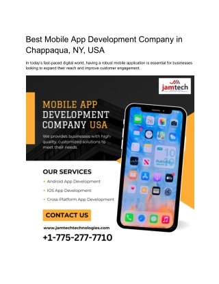 Best Mobile App Development Company in Chappaqua, NY, USA