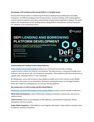 How to Build a Next-Gen DeFi Lending and Borrowing Platform from Scratch