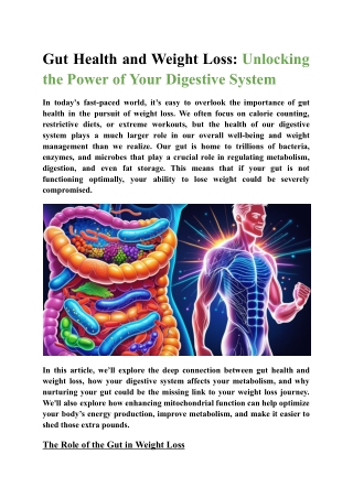 Gut Health and Weight Loss - Unlocking the Power of Your Digestive System