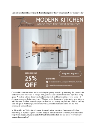 Custom Kitchens Renovations & Remodeling in Sydney