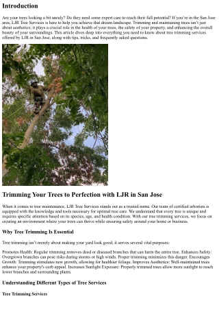 Trimming Your Trees to Perfection with LJR in San Jose