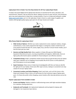 Laptop Spare Parts in Dubai