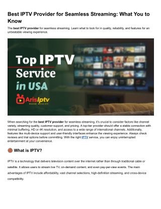 Best IPTV Provider for Seamless Streaming_ What You to Know