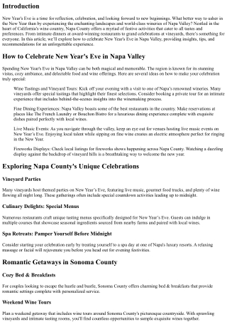 How to Celebrate New Year's Eve in Napa Valley