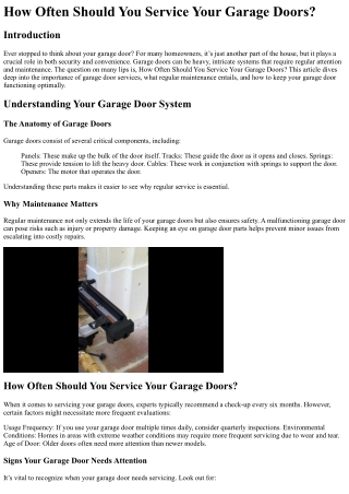 How Often Should You Service Your Garage Doors