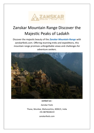 Zanskar Mountain Range Discover the Majestic Peaks of Ladakh