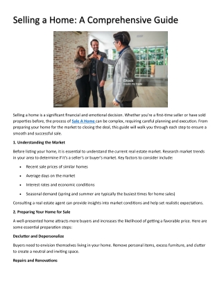 Selling a Home: A Comprehensive Guide
