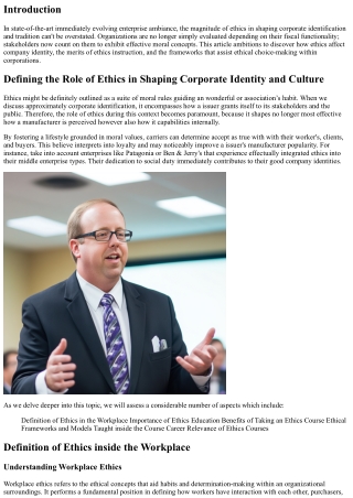 Defining the Role of Ethics in Shaping Corporate Identity and Culture