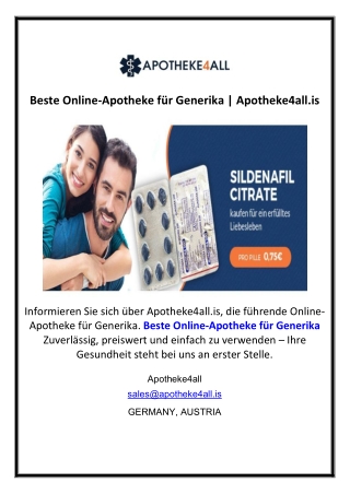 Beste Online-Apotheke für Generika | Apotheke4all.is
