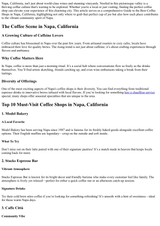 Guide to the Best Coffee Shops in Napa, California