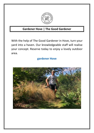 Gardener Hove | The Good Gardener