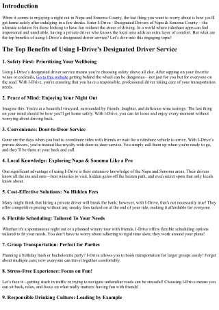 The Top Benefits of Using I-Drive's Designated Driver Service