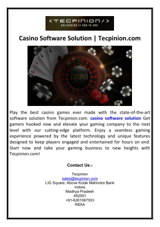 Casino Software Solution | Tecpinion.com