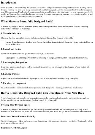 “How a Beautifully Designed Patio Can Complement Your New Deck”
