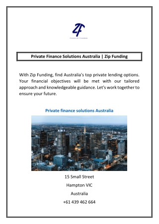 Private Finance Solutions Australia | Zip Funding