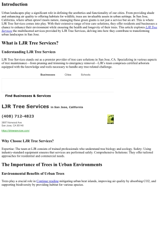 Enhancing Urban Landscapes with LJR’s Tree Services in San Jose