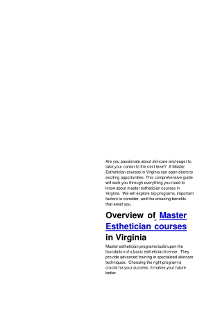Esthetician Schools Virginia