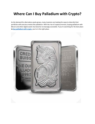 Where Can I Buy Palladium with Crypto