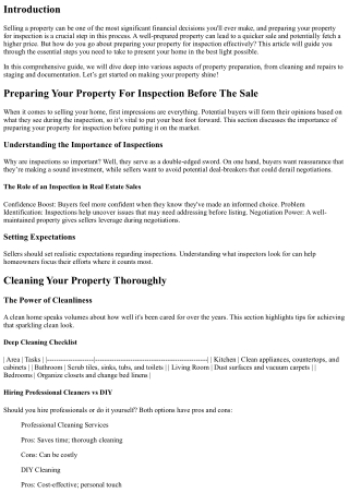 “Preparing Your Property For Inspection Before The Sale”