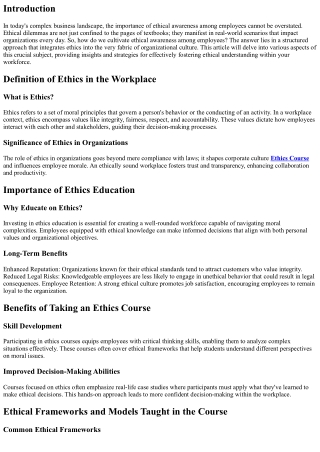 How to Cultivate Ethical Awareness Among Employees