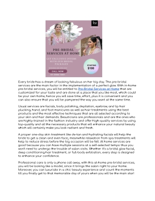 Pre-Bridal Services at Home