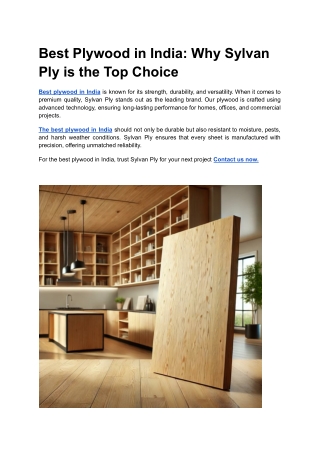 Best Plywood in India_ Why Sylvan Ply is the Top Choice