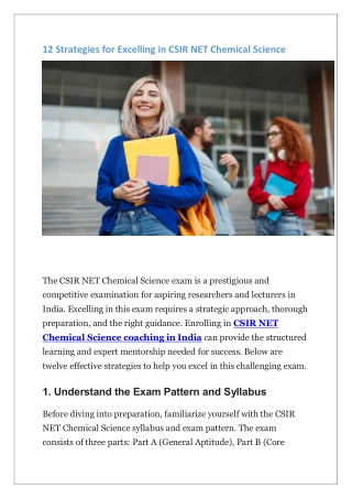 12 Strategies for Excelling in CSIR NET Chemical Science