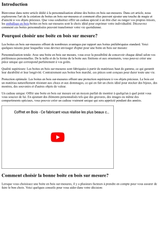 “Personnalisation Ultime: La Magie Des boites En bois Sur-Mesures”