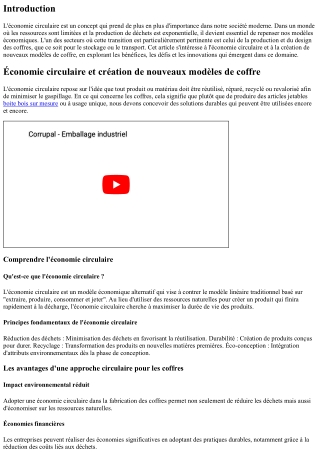 “Économie circulaire et création de nouveaux modèles de coffre”