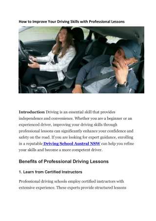How to Improve Your Driving Skills with Professional Lessons