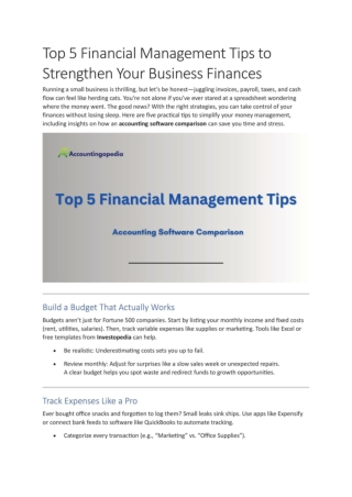 Top 5 Financial Management Tips to Strengthen Your Business Finances